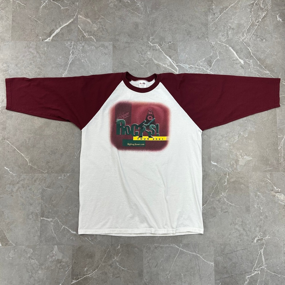 Vintage Rolling Stone Magazine Dr Pepper Rocks Tour Tee Mens Large  3/4 Sleeve